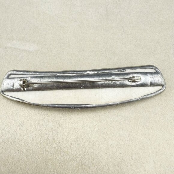 Handmade Ceramic Brooch With Painted Floral Motif Vintage Style White/Multicolor - Picture 5 of 7